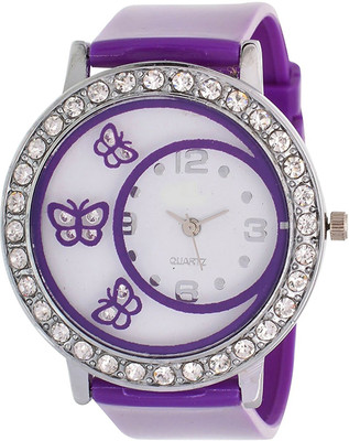 

Swadesi Stuff Diamond Butterfly Purple New Arrival Premium Quality Premium Quality Purple Butterfly Diamond Watch - For Women
