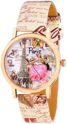 bg dholariya Optrica Mall Paris Effil Tower Dial Rosegold Dial And Multicolour Leather Strap Paris Effil Tower Collection Watch - For Girls OP_1 Watch  - For Women   Watches  (BG Dholariya)