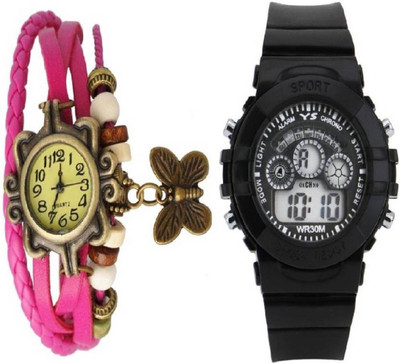

Talgo New Arrival Festive Season Special TGDORIPK7BK Black colour Round Dial Rubber Strap And Pink Colour Leather Dori Strape TGDORIPK7BK Watch - For Girls