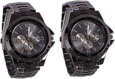 PEPPER STYLE Black 2 Combos Rosra Metal Wrist Mens & Boys Analog Watch STYLE 039 Watch  - For Men   Watches  (PEPPER STYLE)