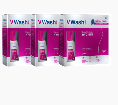 

VWash Plus Travel Pack - 20ml with 5 Wipes Intimate Wash(20 ml, Pack of 3)