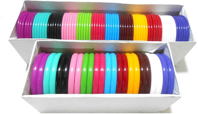 

GOELX Multicolors Bangle & Kada plastic Bangles set with 2 full boxes bangles - size 2.4 medium