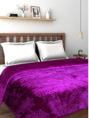 JaipurCrafts Solid Single Coral Blanket(Cotton, Purple)