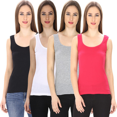 FRISKERS Casual No Sleeve Solid Women Multicolor Top