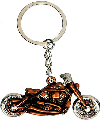 One Point Collections Motor Bike Shape Bronze Metallic Key Chain Full Metal Keyring For Car And Bike Key Chain(Brown)