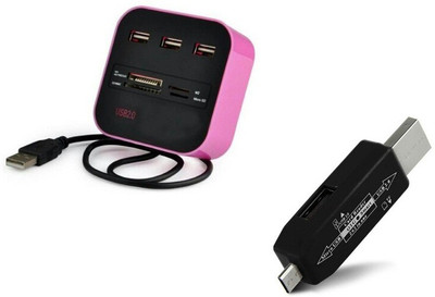 

BB4 All In One + Usb 3 Port Combo HUB Card Reader WITH MICRO USB SD OTG CARD READER USB Adapter(Multicolor)