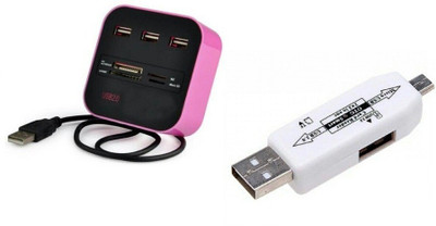 

Freya COMBO HUB PORT CARD READER WITH MICRO USB SD OTG CARD READER USB Adapter(Multicolor)