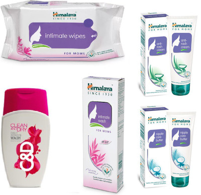 

Himalaya Intimate Wipes, Clean And Dry, Intimate Wash, Anti Rash Cream, Nipple Care Butter(Set of 5)
