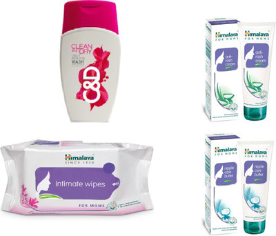

Himalaya Clean And Dry, Intimate Wipes, Anti Rash Cream, Nipple Care Butter(Set of 4)