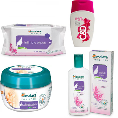 

Himalaya Intimate Wipes, Clean And Dry, Soothing Body Butter, Intimate Wash,(Set of 4)