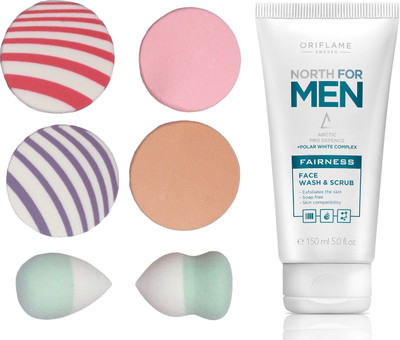 

Oriflame Sweden North For Men Fairness Face Wash & Scrub (32666) With Puff Sponge(Set of 7)
