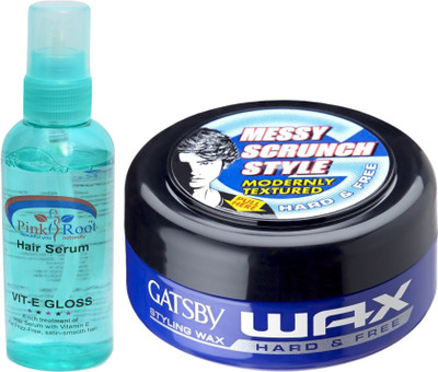 

Pink Root Hair Serum and GATSBY Messy Scrunch Style Styling Wax HARD & FREE Pack of 2(Set of 2)