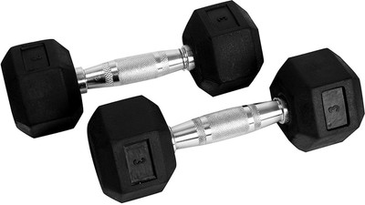 

Credence Imported Hexagonal Rubber Coated Fixed Weight Dumbbell(6 kg), Black;silver