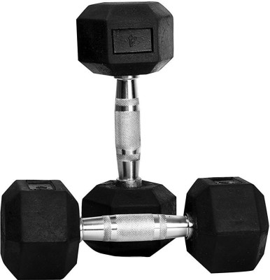 

Credence Imported Hexagonal Rubber Coated Fixed Weight Dumbbell(8 kg), Black;silver