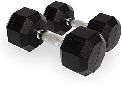 

Credence Imported Hexagonal Rubber Coated Fixed Weight Dumbbell(4 kg), Black;silver