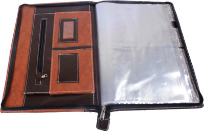 

merarki leather Brown Leatherette Material Professional File Folders, Certificate, Documents Holder With 20 Leafs | B2 Size(Set Of 1, Multicolor)