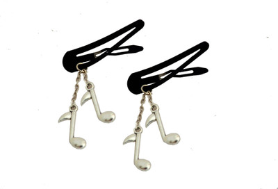 

Pretty Ponytails Musical Note Silver Hair Jewelry Clip Silver Hair Clip(Silver, Black)