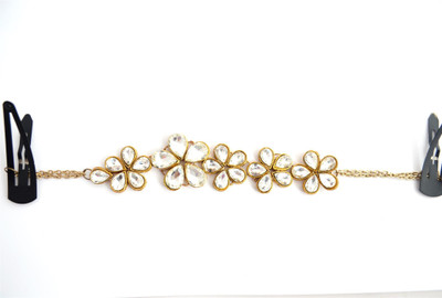 

Pretty Ponytails Kundan Flower Hairchain Gold Hair Jewellery Hair Accessory Hair Chain(Gold)