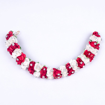 

INAAYA Gajra Hair Flowers (Red-White) Hair Accessory Set(Red, White)