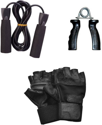 

Monika Sports skipping rope+ hand grip+ gym gloves for exercise Gym & Fitness Kit