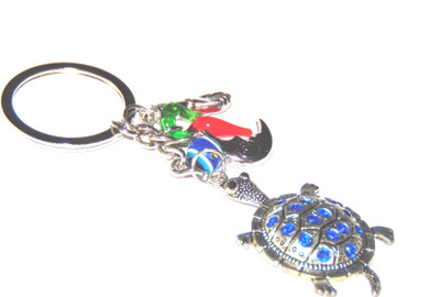 

Universal Beautiful Metallic Keychain With Turtle Evil Eye Protection Car Key Chain
