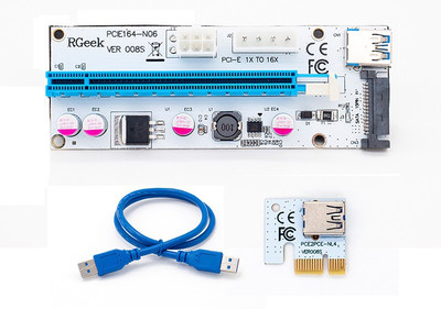 

ACUTAS PCI-E Riser PCI 1x to 16x PCI-E 16x Riser Card SATA 4Pin 6Pin USB3.0 Network Interface Card(White)