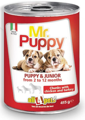 

all4pets Mr. Puppy Chunks With Chicken & Turkey-415gms Chicken 415 g Wet Dog Food