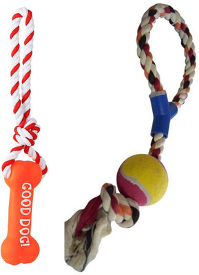 

W9 High Quality Combo Of 2 Non-Toxic Knotted Cotton Chew Rope Toy For Puppy Cotton Chew Toy For Dog & Cat