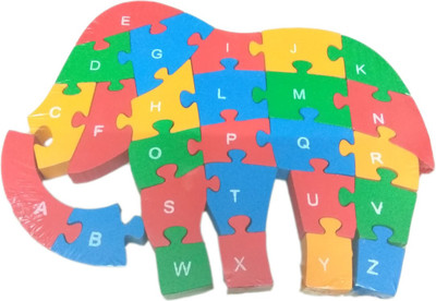 

Funwood Games Exclusive 26 Pieces Wooden Elephant Puzzle Toy With A-Z English Alphabet and Numbers Puzzle(1 Pieces)