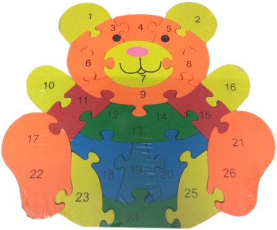 

Funwood Games Exclusive 26 Pieces Wooden Teddy Bear Puzzle Toy With A-Z English Alphabet and Numbers Puzzle for Kids(1 Pieces)