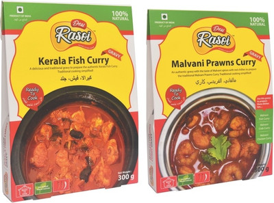 

Desi Rasoi Combo- Kerala Fish Curry + Malvani Prawns Curry (Pack of 2) 600 g