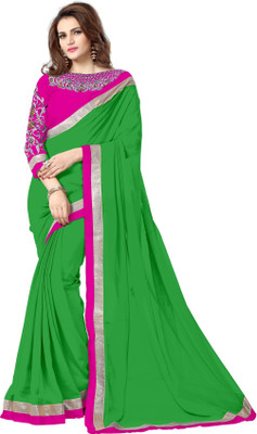 

onlinefayda Embroidered Daily Wear Chiffon Saree(Green