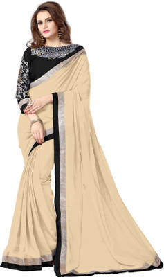 

onlinefayda Embroidered Daily Wear Chiffon Saree(Beige)