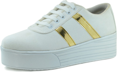 

Trendy Sneakers For Women(White, Gold