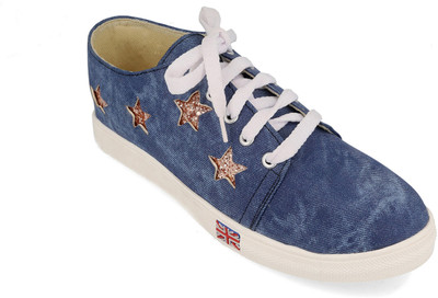 

Myra Shiny Star Sneakers For Women(Blue, Denim