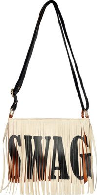 

2AM Women Casual White Genuine Leather Sling Bag
