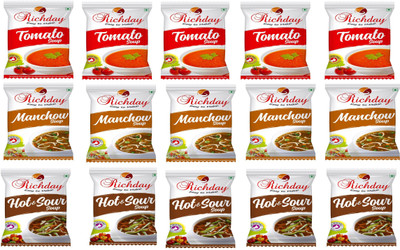 

RICHDAY Instant Soup Combo Offer: 5 Packets of Each Flavor contains 15 Grams Each pack.(225.0 g)