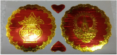 Shreeji Decoration Tiny 2 Pc of Diya and 2 Pc of Kumb/Kalash Sticker For Festival,Wall Decoration,Car,Door,Temples Sticker(Pack of 2) available at flipkart for Rs.90