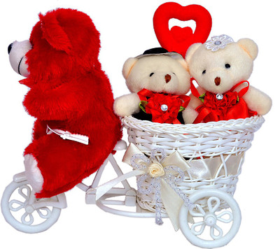 

Pingaksh Crafty Collection Red Teddy With Wedding Couple And Red Heart - 17 cm(White)