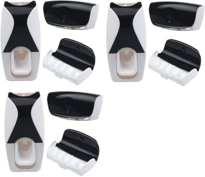 

SSS - Automatic Toothpaste Dispenser with 3 Toothbrush Holder Set Wall Mount Stand Set of 3 pcs (Color : Black) PTFE (Non-stick) Toothbrush Holder(Black, Wall Mount)