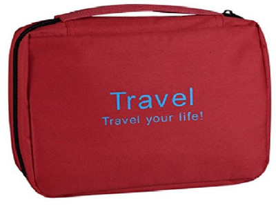 

ClickUS Travel your life! womens Ladies toiletry storage bag hanging folding cosmetic organizer(Red)