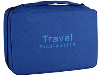 

ClickUS Travel your life! womens Ladies toiletry storage bag hanging folding cosmetic organizer(Blue)