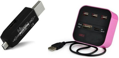 

BB4 All In One + Usb Hub 3 Port 2.0 Card Reader WITH Micro USB OTG Card Reader USB Adapter(Multicolor)
