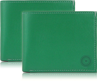 

POLLSTAR Men Green Genuine Leather Wallet(6 Card Slots)