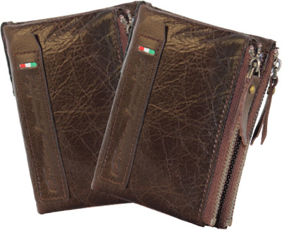 

POLLSTAR Men Brown Genuine Leather Wallet(4 Card Slots)