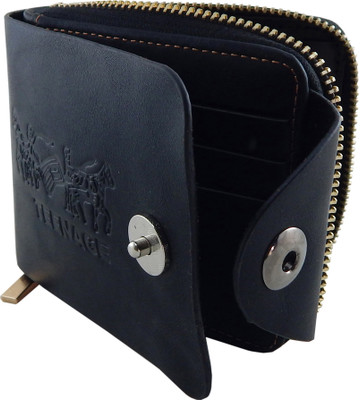 

Teenage Men Black Artificial Leather Wallet(10 Card Slots)