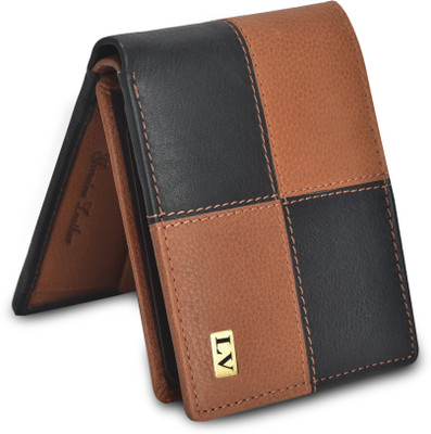 

LOUIS VINCENT Men Black Genuine Leather Wallet(7 Card Slots), Black brown