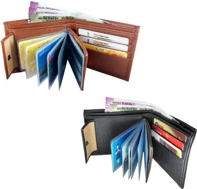 

Poland Boys Tan Artificial Leather Wallet(10 Card Slots), Tan & black combo