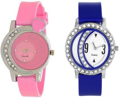 RJL Designer diamond studded pink and blue wrist Watch  - For Girls   Watches  (RJL)