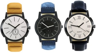 DelMen DMS18 Multicolour Analog Round Dial Stylish Men's Combo Watches Watch  - For Men   Watches  (DelMen)
